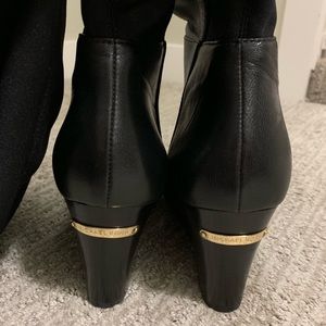 MICHAEL Michael Kors Black Leather Wedge Boot